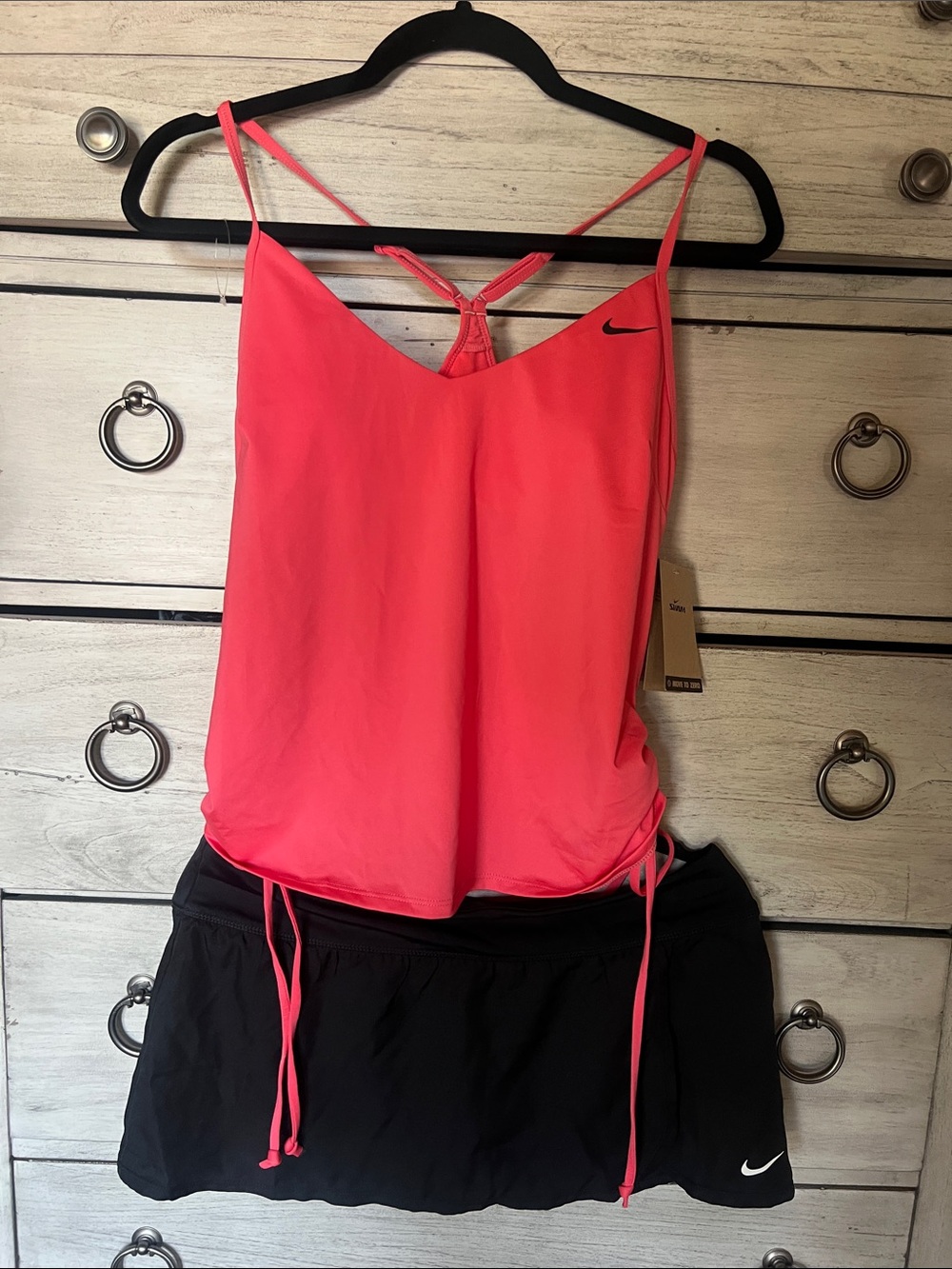 Nike Coral Pink swim Tank with Black Skort
